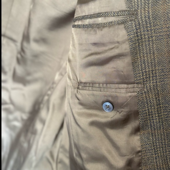 Evan Picone Brown & Blue Gray Tweed Sport Coat Size 42 R Two Button Lambs Wool - Picture 9 of 10